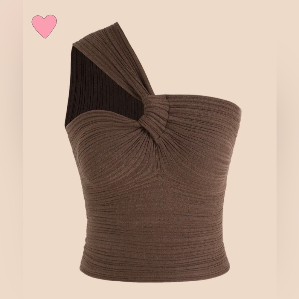 Brown one shoulder crop top